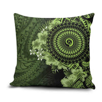 Vanuatu Pillow Cover Hibisus Polynesian Pattern Green - Polynesian Pride