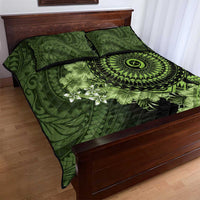 Vanuatu Quilt Bed Set Hibisus Polynesian Pattern Green - Polynesian Pride