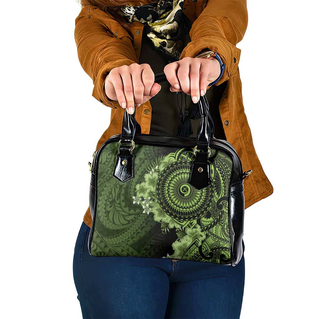 Vanuatu Shoulder Handbag Hibisus Polynesian Pattern Green - Polynesian Pride
