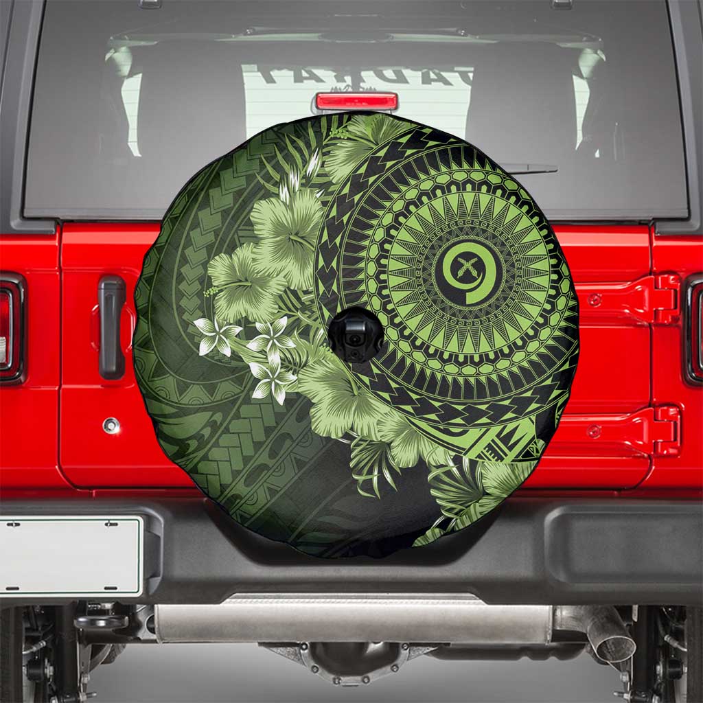 Vanuatu Spare Tire Cover Hibisus Polynesian Pattern Green - Polynesian Pride
