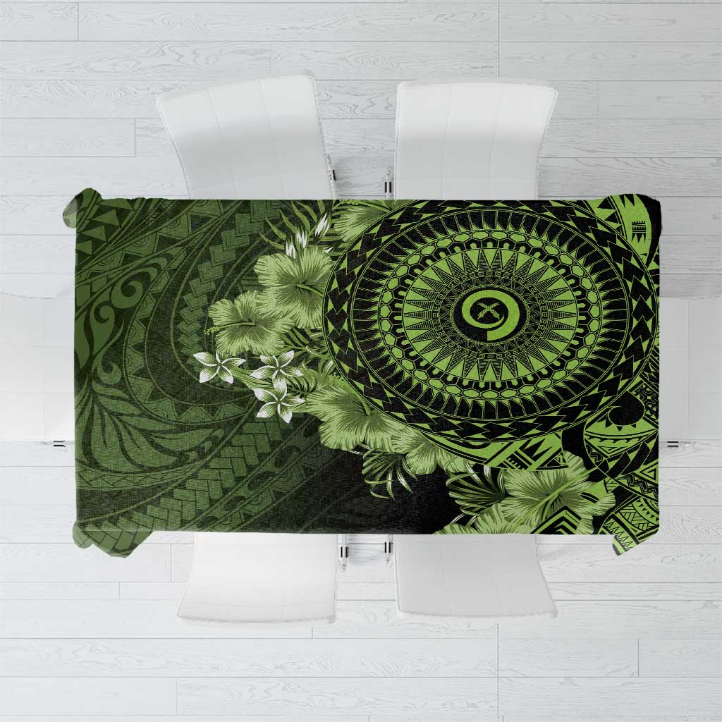 Vanuatu Tablecloth Hibisus Polynesian Pattern Green - Polynesian Pride