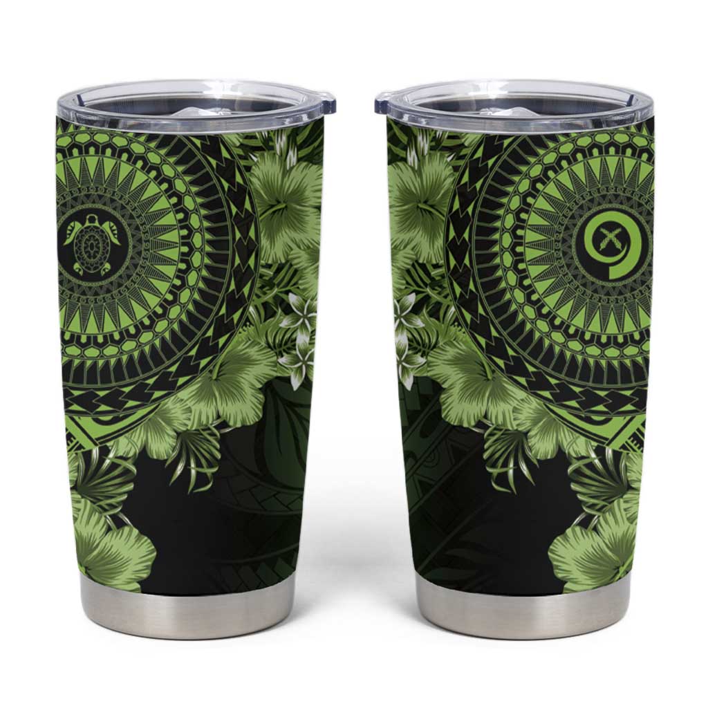 Vanuatu Tumbler Cup Hibisus Polynesian Pattern Green - Polynesian Pride