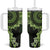 Vanuatu Tumbler With Handle Hibisus Polynesian Pattern Green - Polynesian Pride