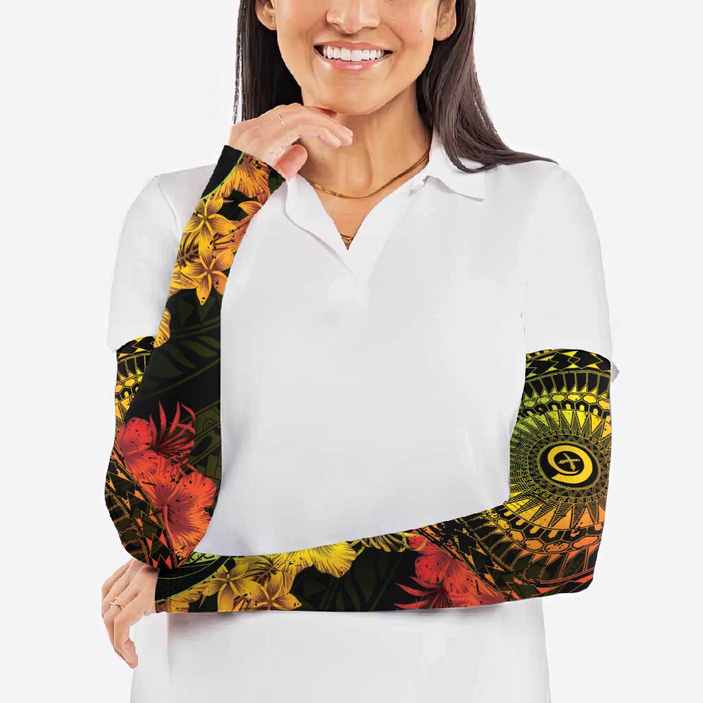 Vanuatu Arm Sleeves Hibisus Polynesian Pattern Reggae - Polynesian Pride