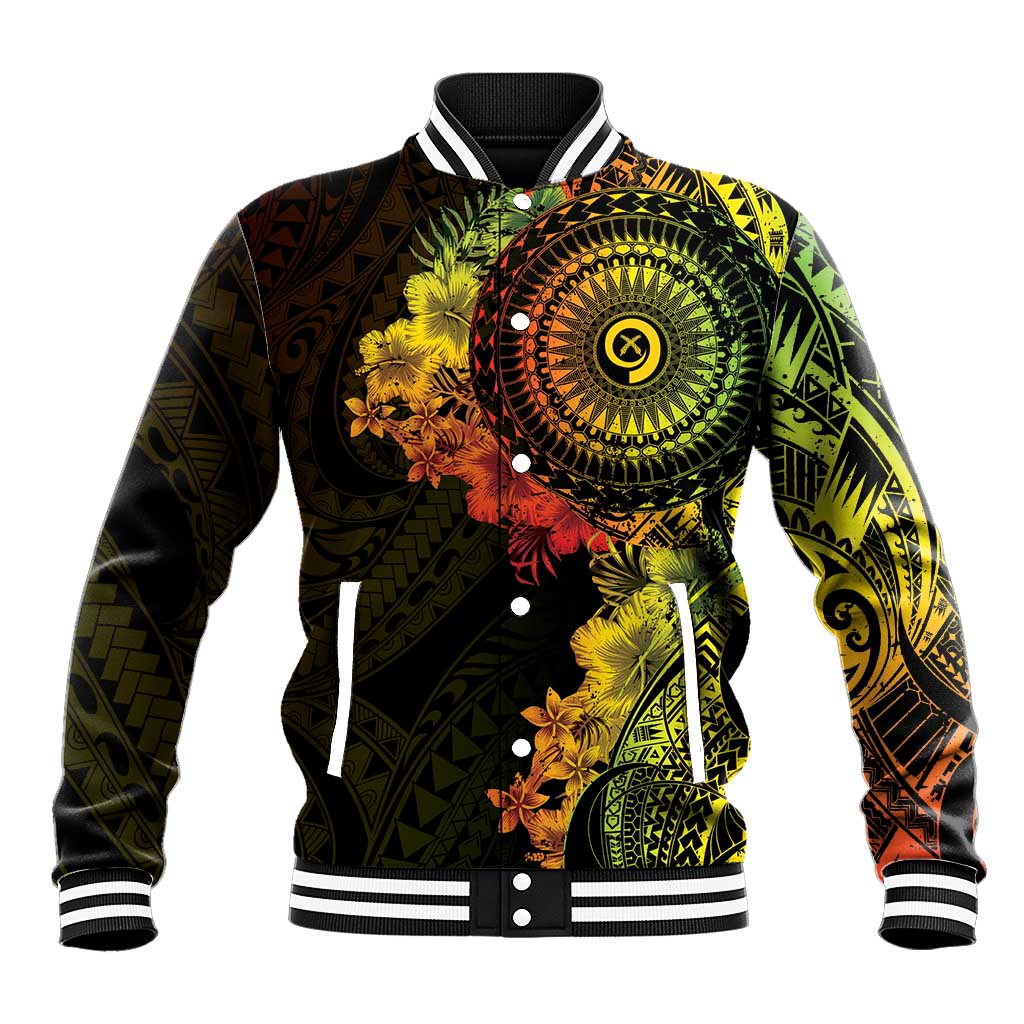 Vanuatu Baseball Jacket Hibisus Polynesian Pattern Reggae - Polynesian Pride
