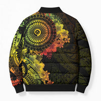 Vanuatu Bomber Puffer Jacket Hibisus Polynesian Pattern Reggae - Polynesian Pride