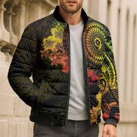 Vanuatu Bomber Puffer Jacket Hibisus Polynesian Pattern Reggae - Polynesian Pride