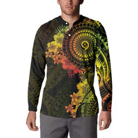 Vanuatu Button Sweatshirt Hibisus Polynesian Pattern Reggae - Polynesian Pride