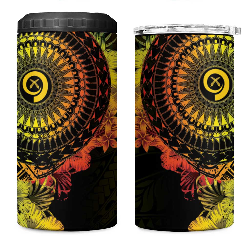 Vanuatu 4 in 1 Can Cooler Tumbler Hibisus Polynesian Pattern Reggae - Polynesian Pride
