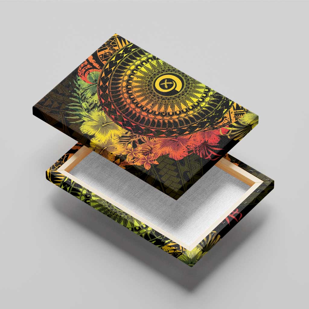 Vanuatu Canvas Wall Art Hibisus Polynesian Pattern Reggae - Polynesian Pride
