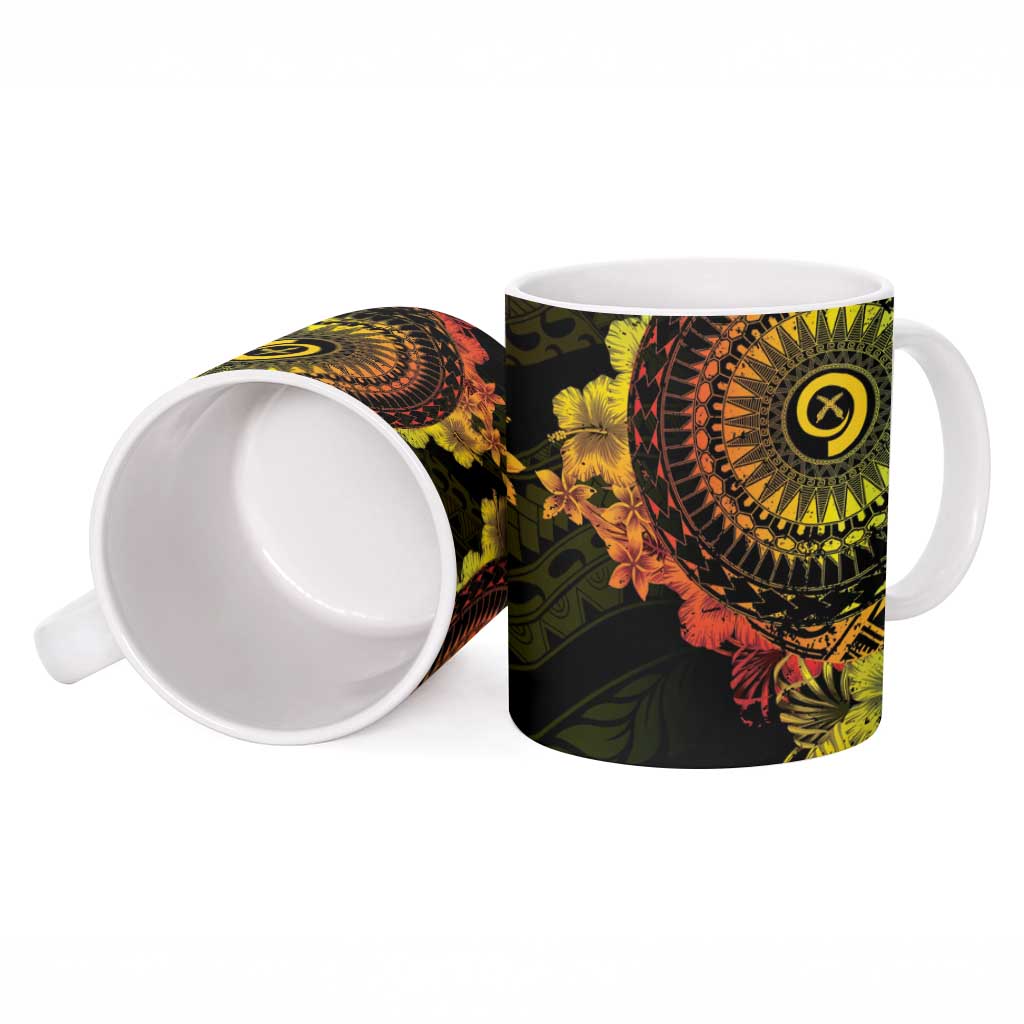 Vanuatu Ceramic Mug Hibisus Polynesian Pattern Reggae - Polynesian Pride