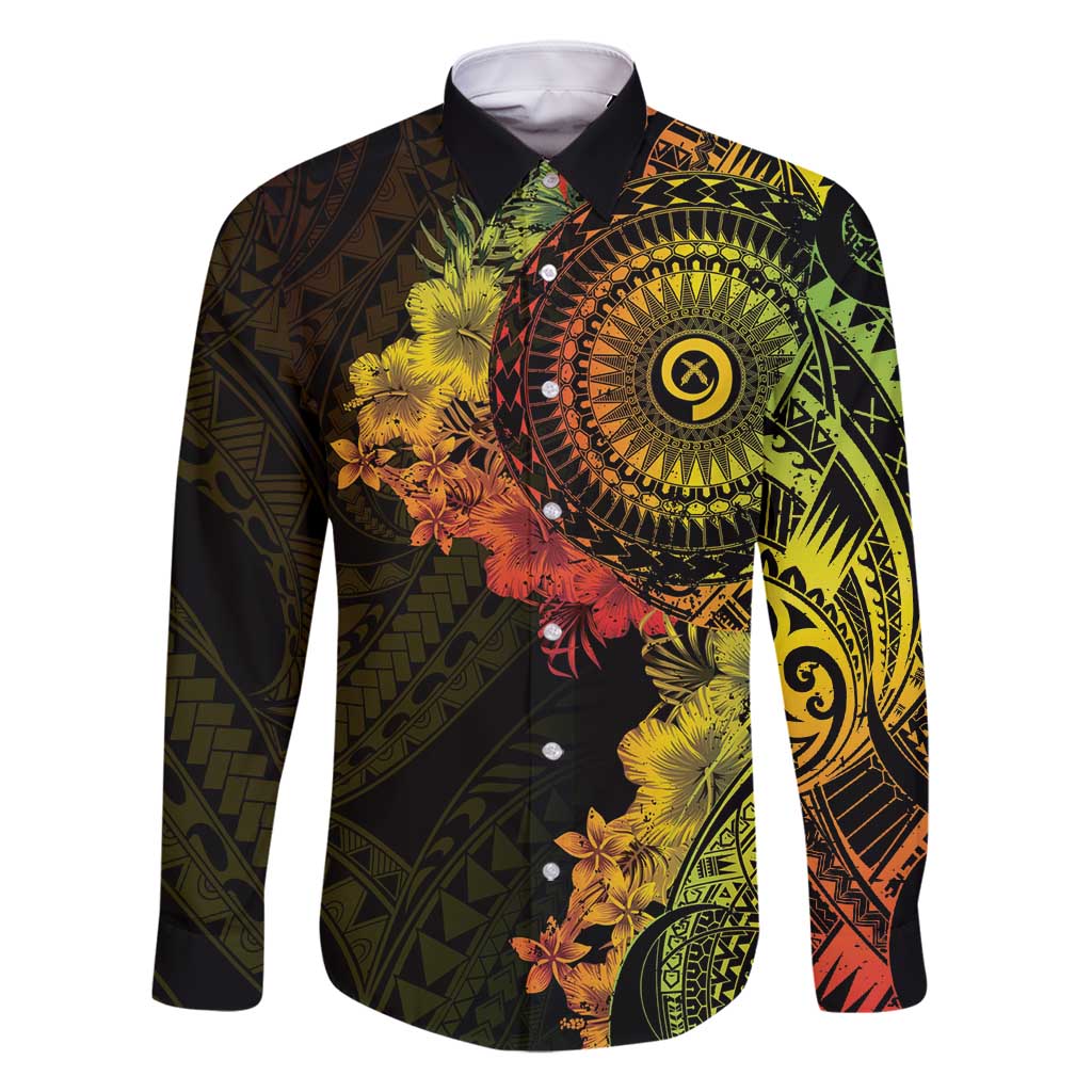 Vanuatu Family Matching Long Sleeve Bodycon Dress and Hawaiian Shirt Hibisus Polynesian Pattern Reggae - Polynesian Pride