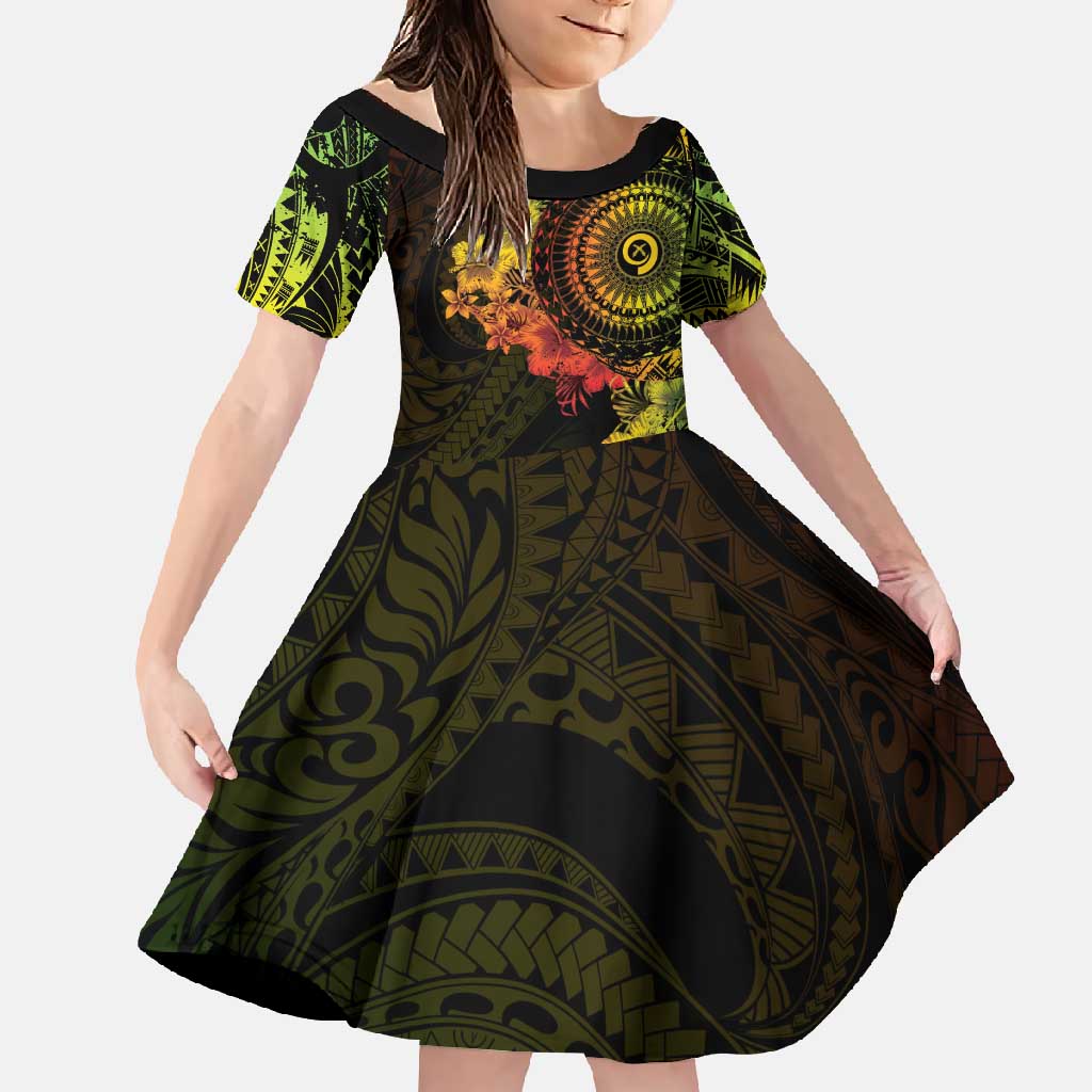 Vanuatu Family Matching Off Shoulder Maxi Dress and Hawaiian Shirt Hibisus Polynesian Pattern Reggae - Polynesian Pride