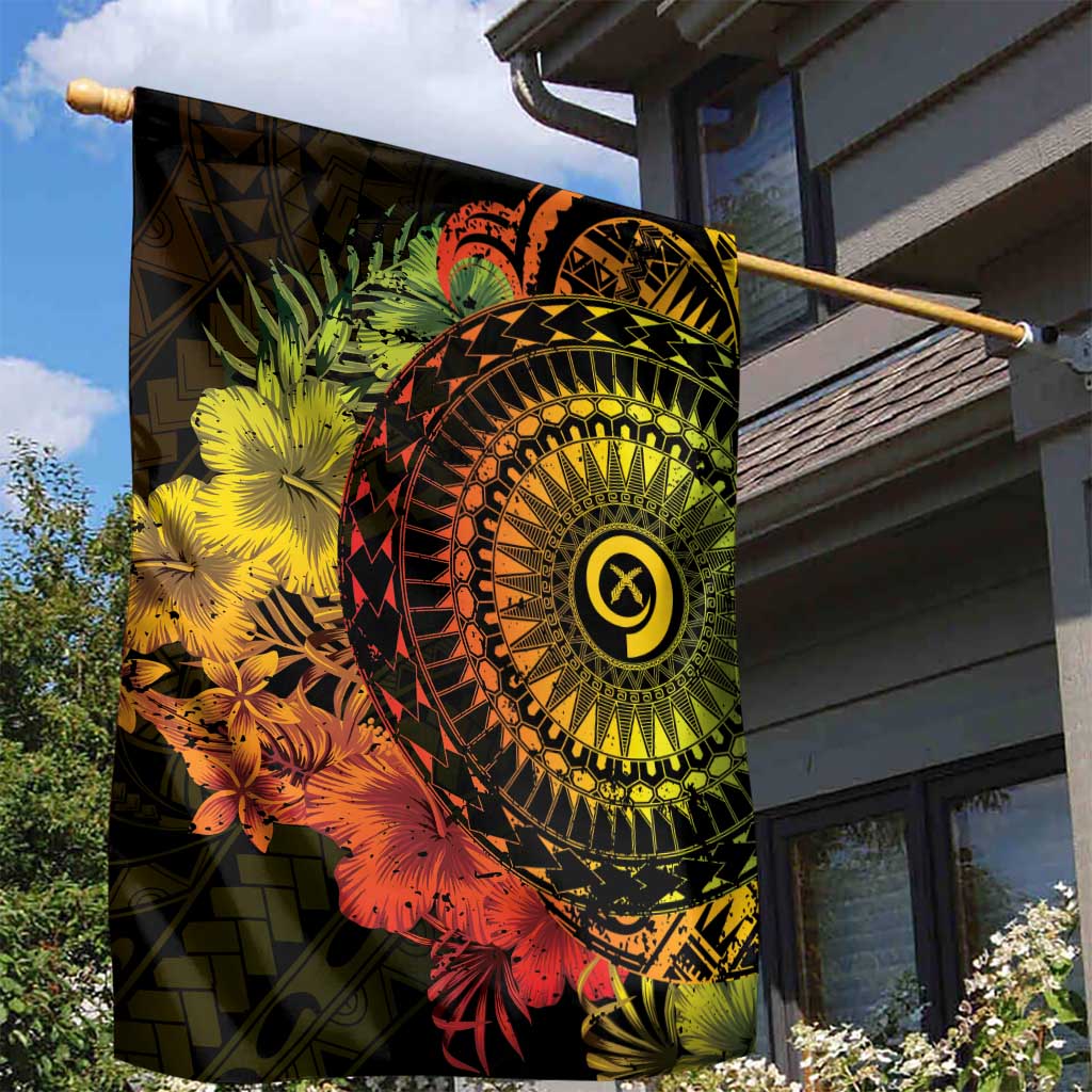 Vanuatu Garden Flag Hibisus Polynesian Pattern Reggae - Polynesian Pride