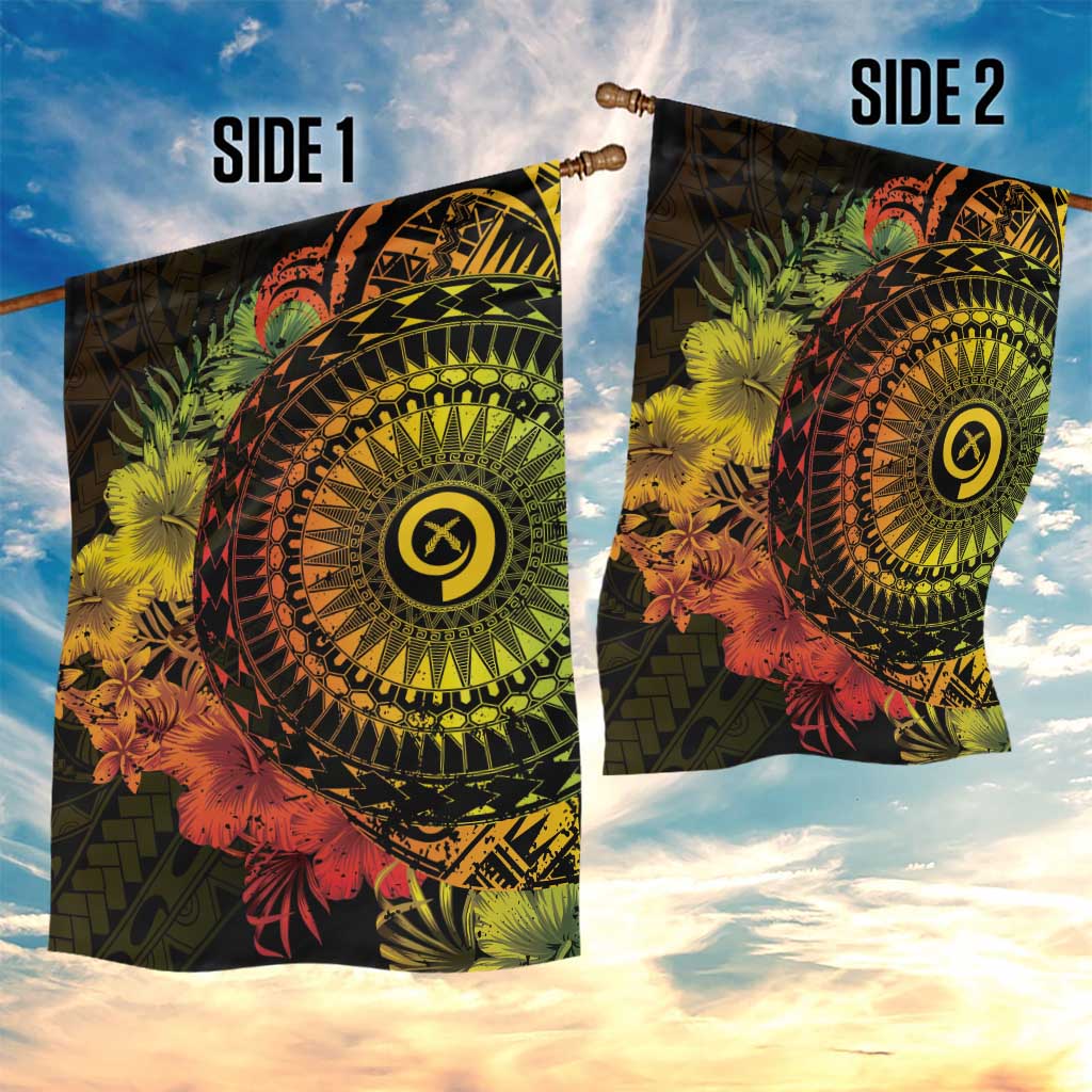 Vanuatu Garden Flag Hibisus Polynesian Pattern Reggae - Polynesian Pride