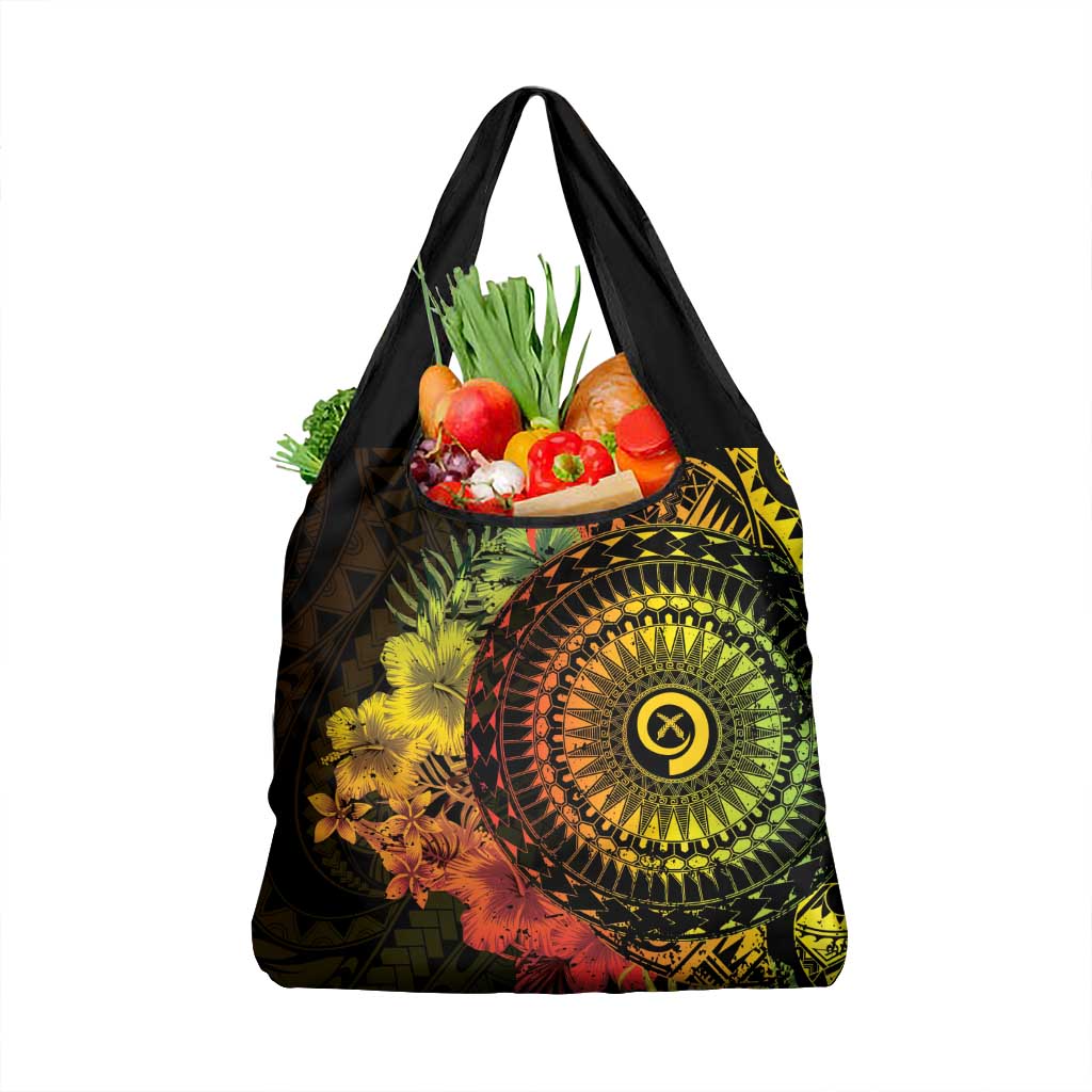 Vanuatu Grocery Bag Hibisus Polynesian Pattern Reggae - Polynesian Pride