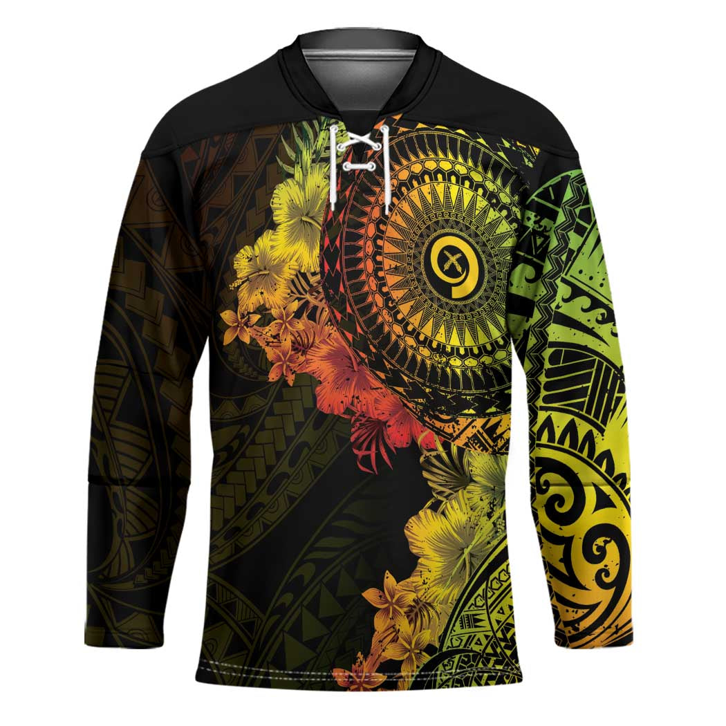 Vanuatu Hockey Jersey Hibisus Polynesian Pattern Reggae - Polynesian Pride
