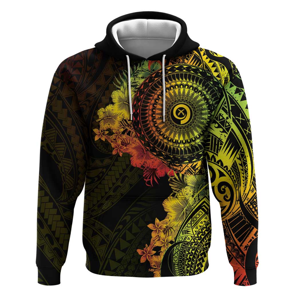 Vanuatu Hoodie Hibisus Polynesian Pattern Reggae - Polynesian Pride