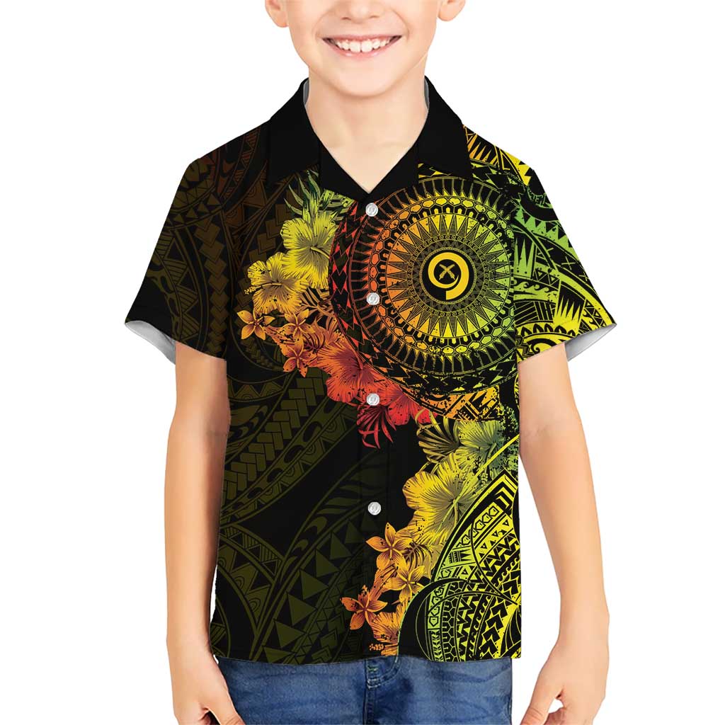 Vanuatu Kid Hawaiian Shirt Hibisus Polynesian Pattern Reggae - Polynesian Pride