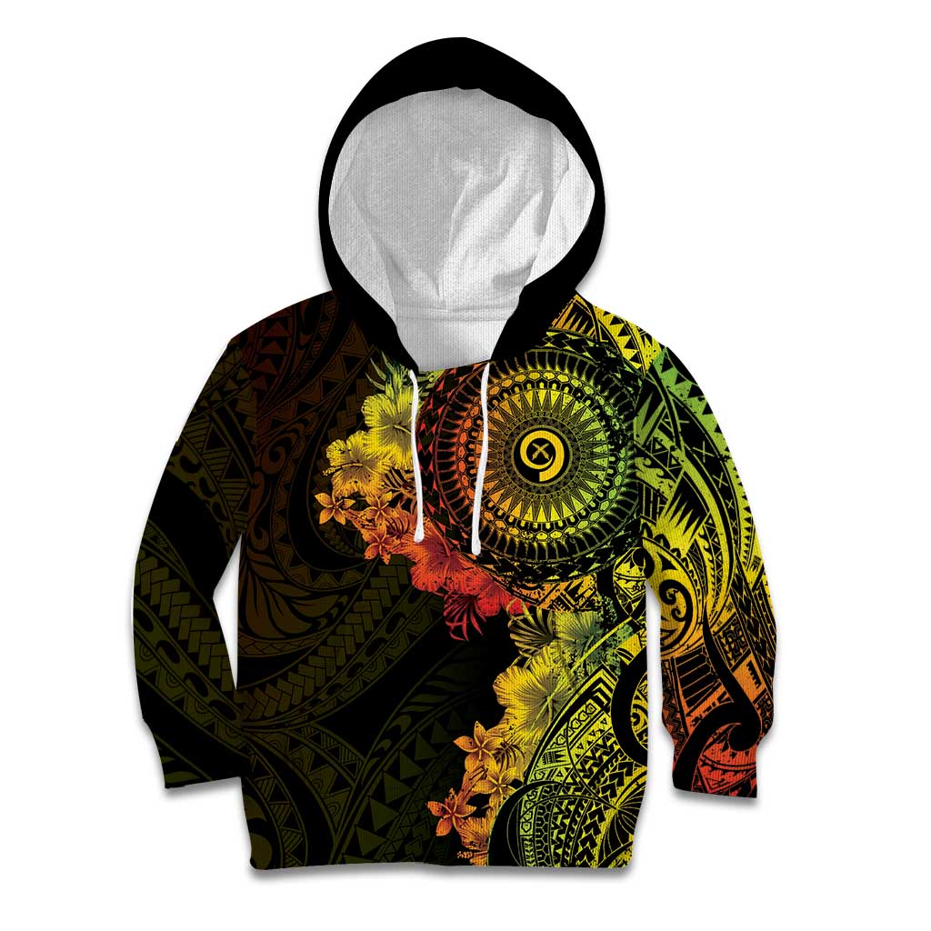 Vanuatu Kid Hoodie Hibisus Polynesian Pattern Reggae - Polynesian Pride