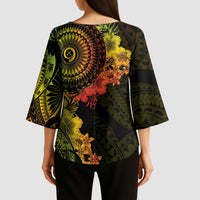 Vanuatu Kimono Sleeve Blouse Hibisus Polynesian Pattern Reggae - Polynesian Pride