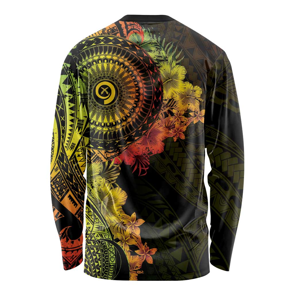 Vanuatu Long Sleeve Shirt Hibisus Polynesian Pattern Reggae - Polynesian Pride