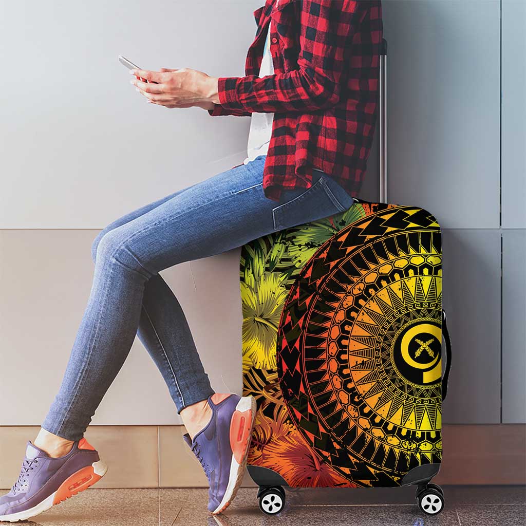 Vanuatu Luggage Cover Hibisus Polynesian Pattern Reggae - Polynesian Pride