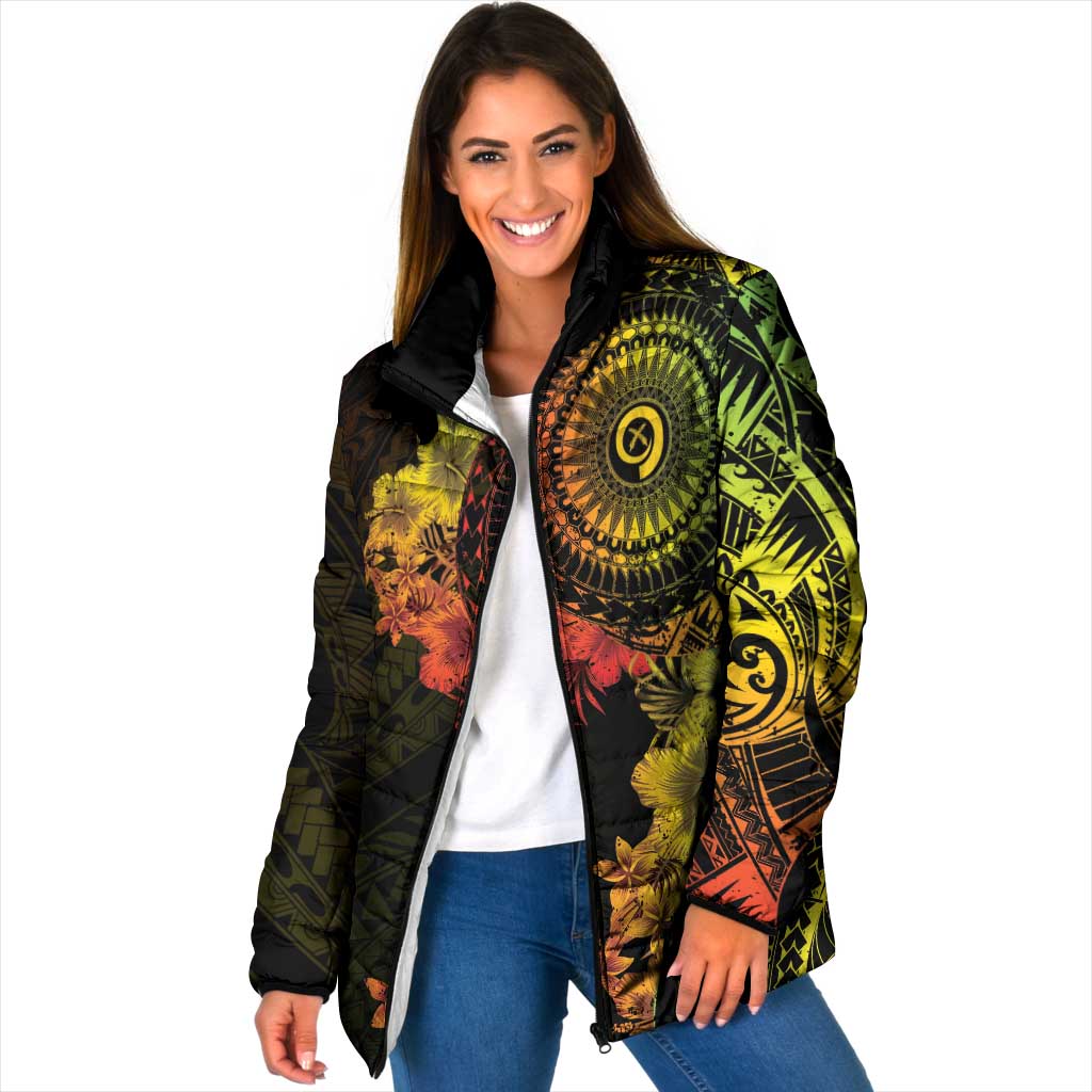 Vanuatu Padded Jacket Hibisus Polynesian Pattern Reggae - Polynesian Pride