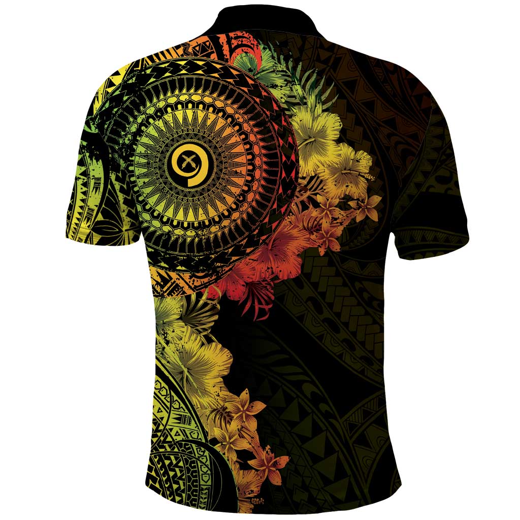 Vanuatu Polo Shirt Hibisus Polynesian Pattern Reggae LT14 - Polynesian Pride
