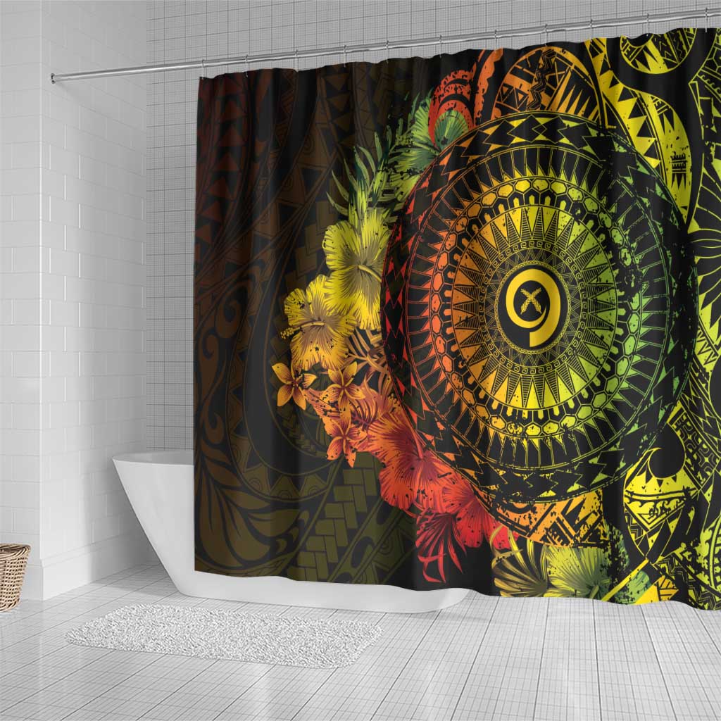 Vanuatu Shower Curtain Hibisus Polynesian Pattern Reggae - Polynesian Pride