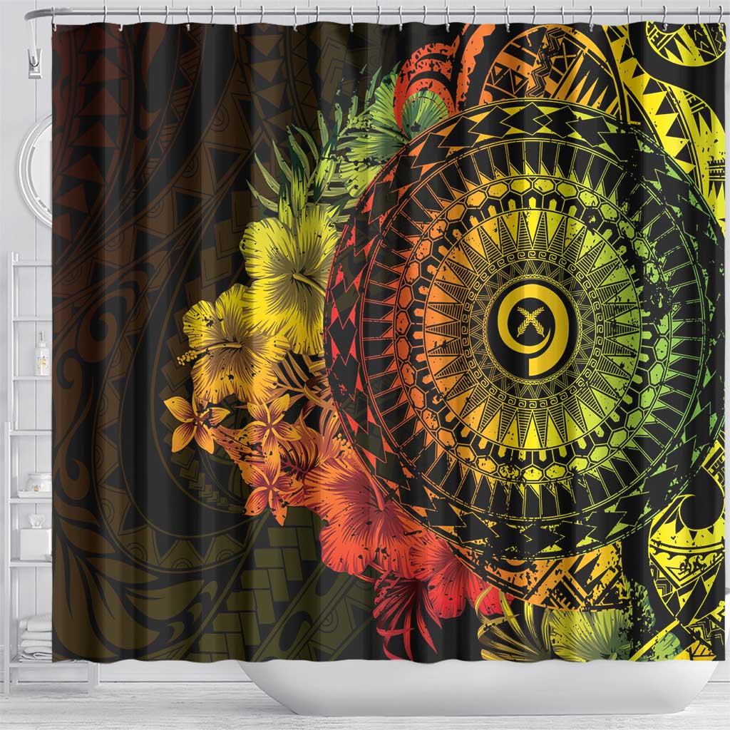 Vanuatu Shower Curtain Hibisus Polynesian Pattern Reggae - Polynesian Pride
