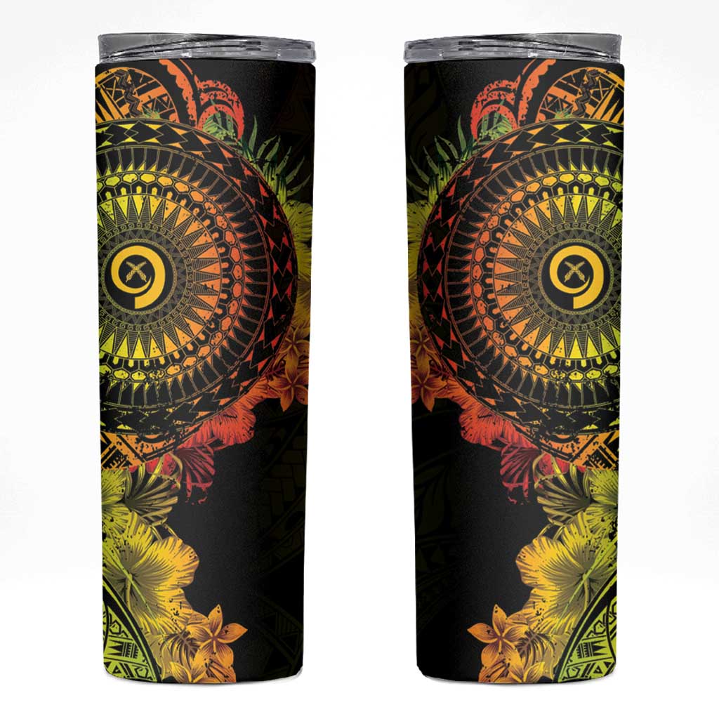 Vanuatu Skinny Tumbler Hibisus Polynesian Pattern Reggae - Polynesian Pride
