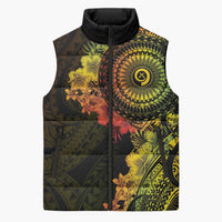 Vanuatu Sleeveless Puffer Jacket Hibisus Polynesian Pattern Reggae - Polynesian Pride