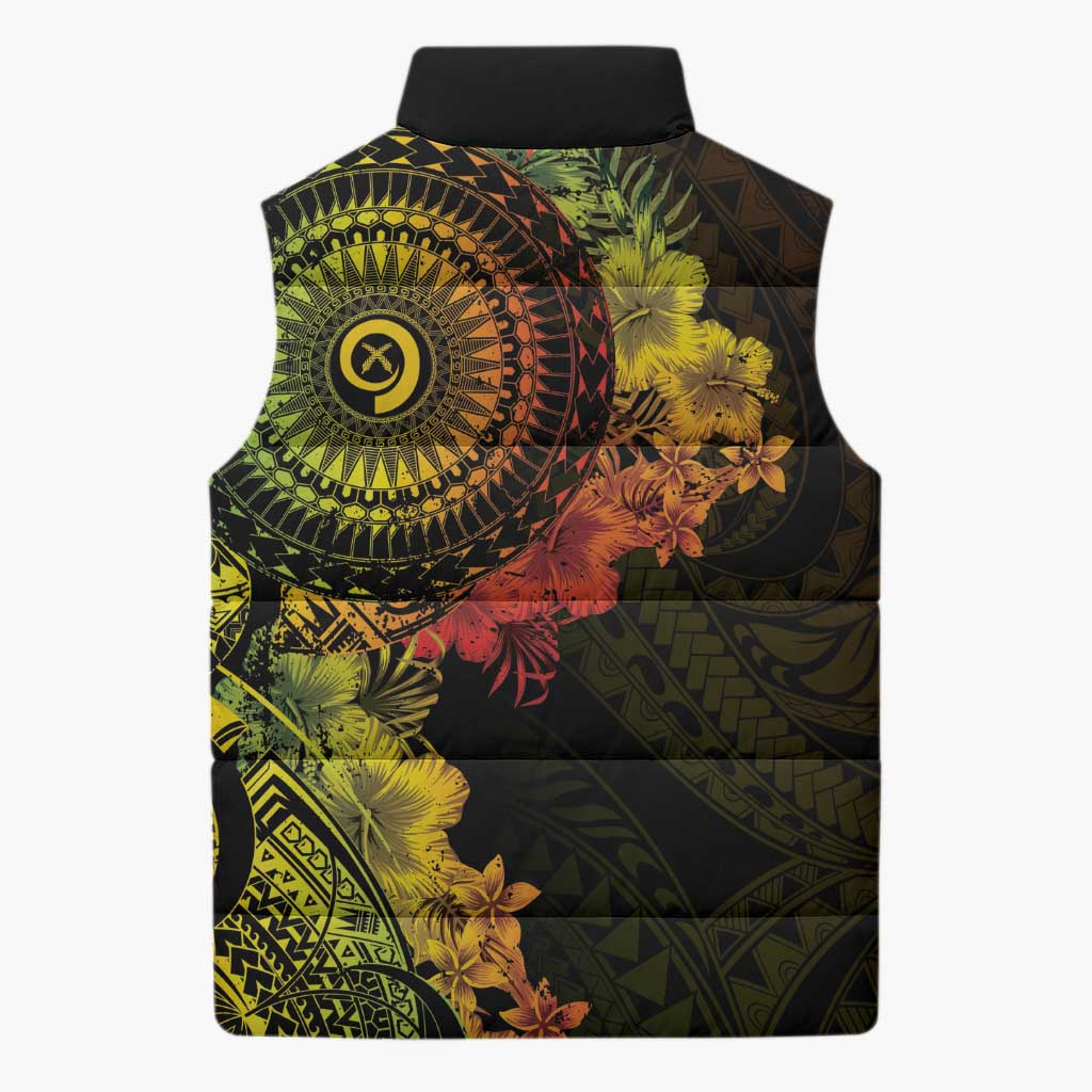 Vanuatu Sleeveless Puffer Jacket Hibisus Polynesian Pattern Reggae - Polynesian Pride