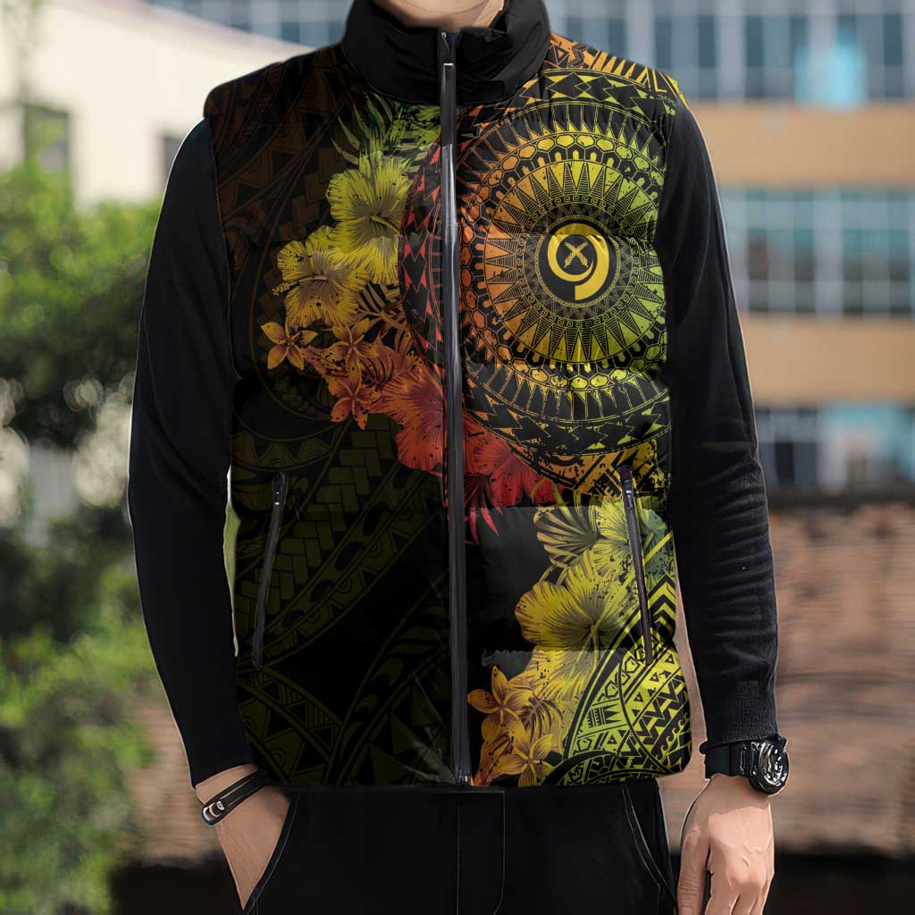Vanuatu Sleeveless Puffer Jacket Hibisus Polynesian Pattern Reggae - Polynesian Pride