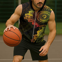 Vanuatu Sleeveless Zip Hoodie Hibisus Polynesian Pattern Reggae - Polynesian Pride