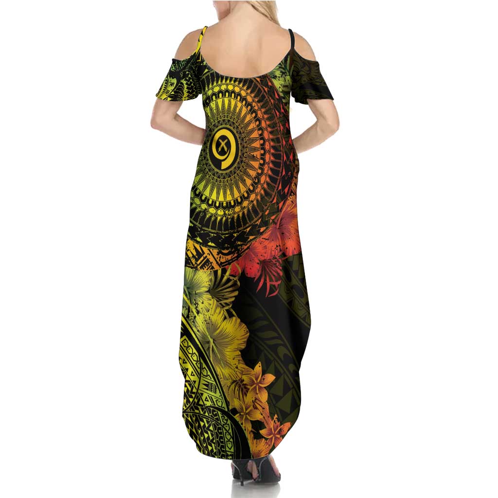 Vanuatu Summer Maxi Dress Hibisus Polynesian Pattern Reggae - Polynesian Pride