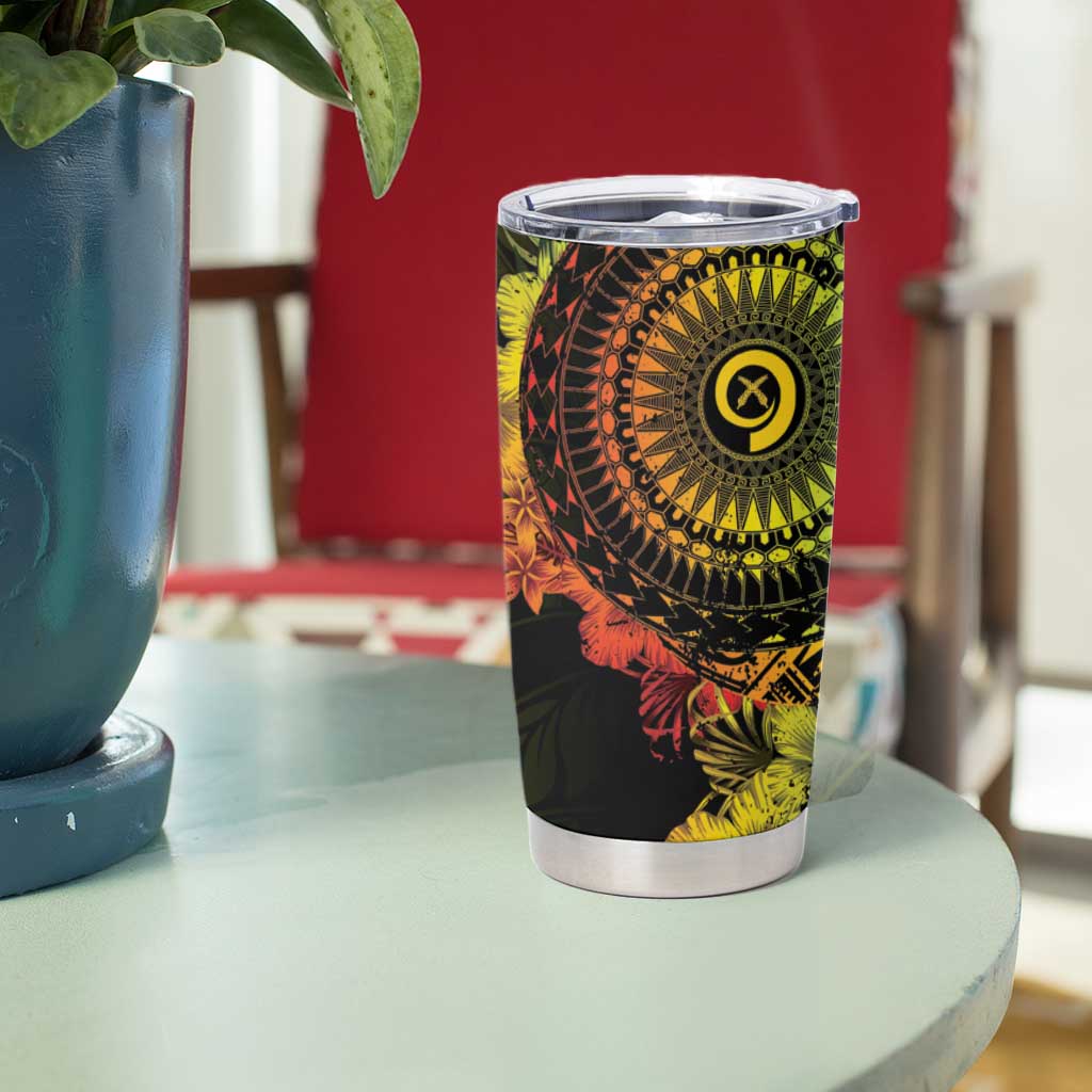 Vanuatu Tumbler Cup Hibisus Polynesian Pattern Reggae - Polynesian Pride