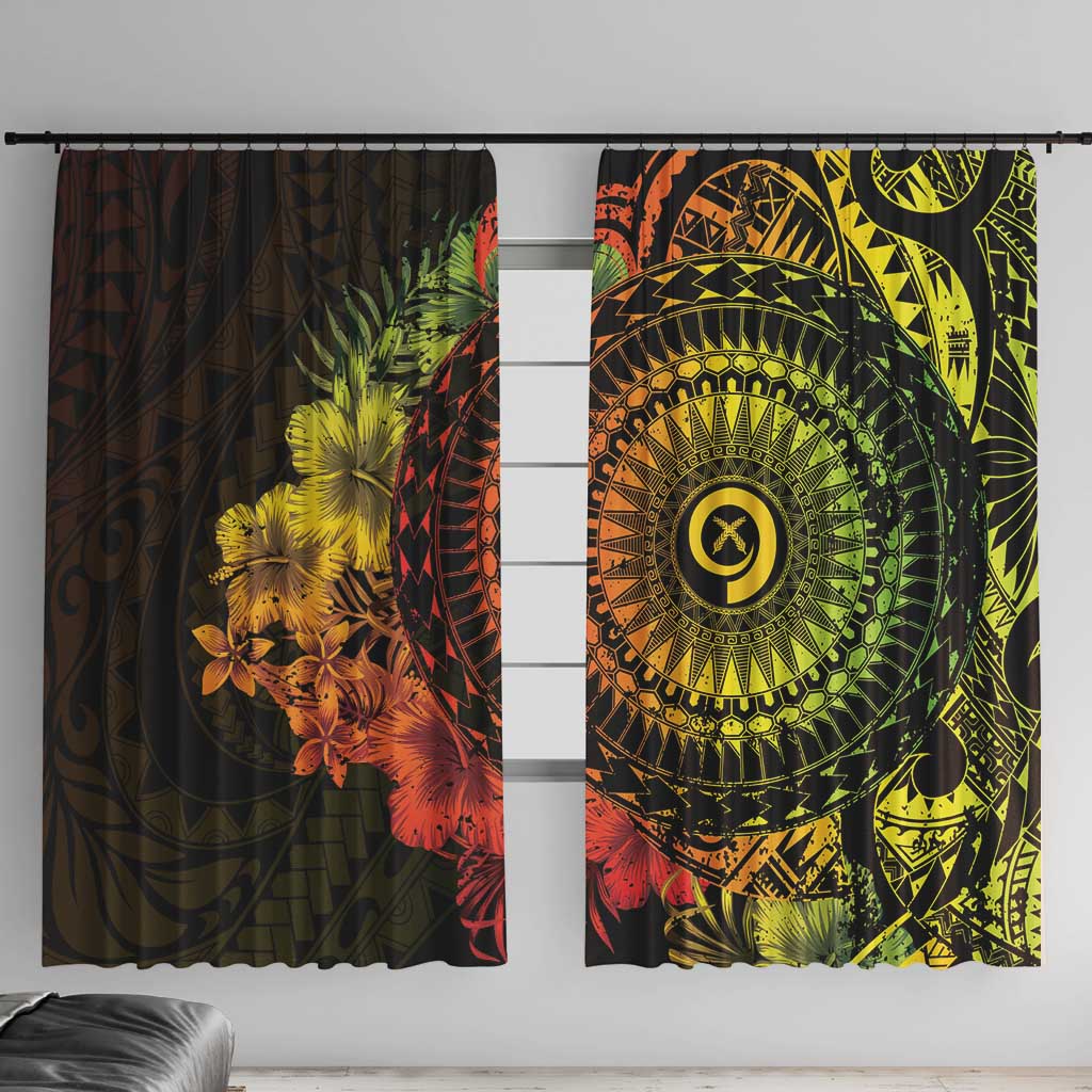 Vanuatu Window Curtain Hibisus Polynesian Pattern Reggae - Polynesian Pride