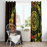 Vanuatu Window Curtain Hibisus Polynesian Pattern Reggae - Polynesian Pride