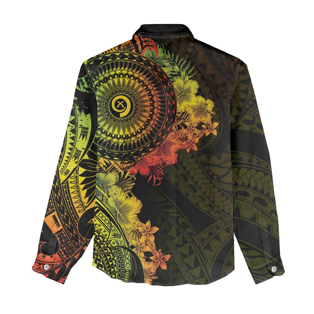 Vanuatu Women Casual Shirt Hibisus Polynesian Pattern Reggae - Polynesian Pride