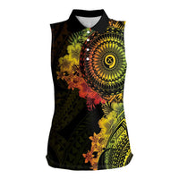 Vanuatu Women Sleeveless Polo Shirt Hibisus Polynesian Pattern Reggae - Polynesian Pride