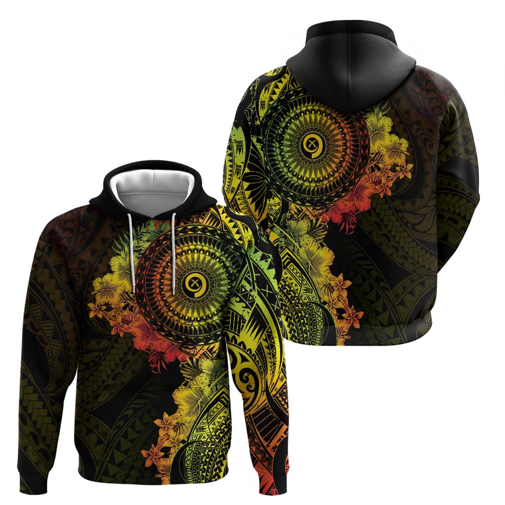 Vanuatu Zip Hoodie Hibisus Polynesian Pattern Reggae - Polynesian Pride