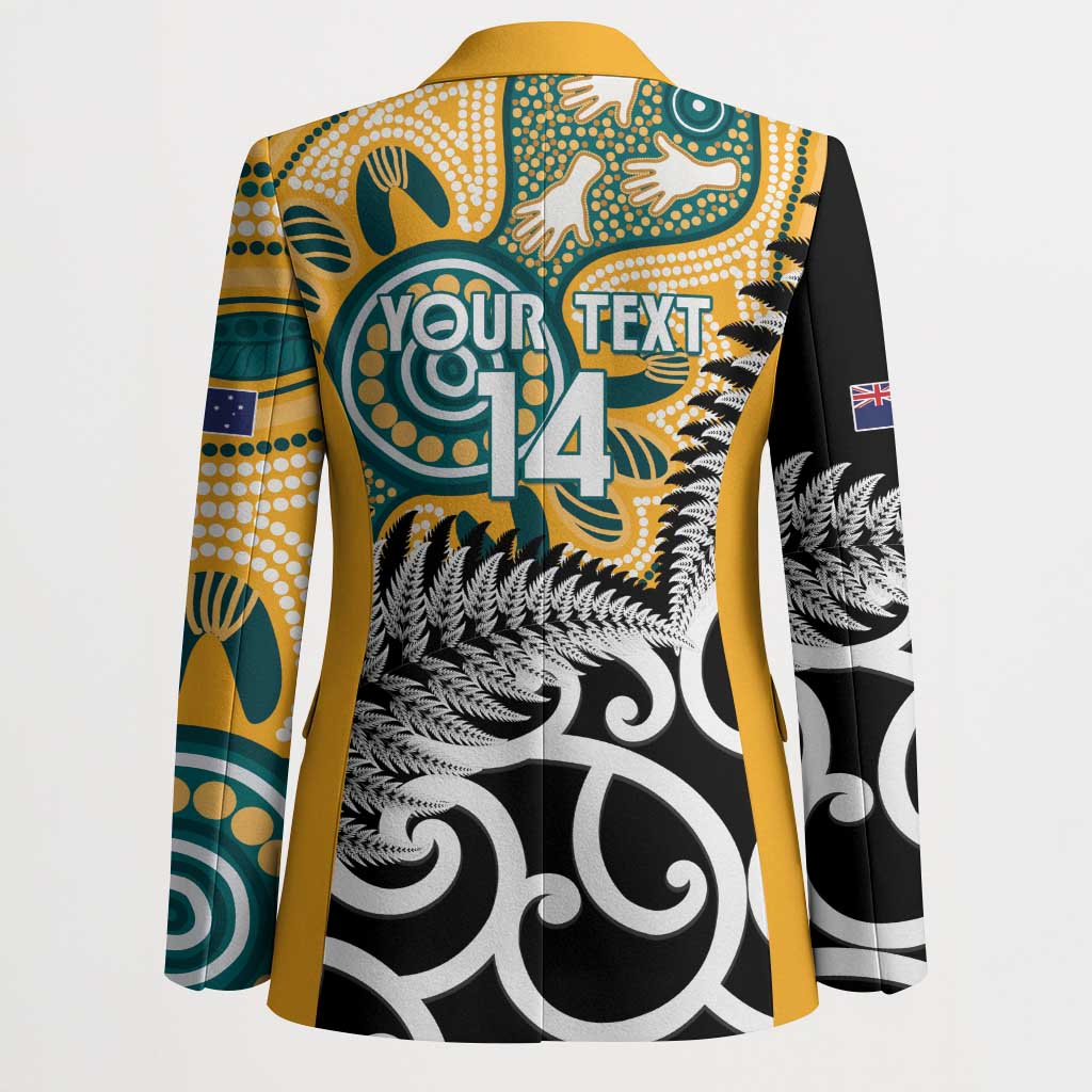New Zealand Australia Rugby Custom Blazer Wallabies Aboriginal All Black Maori Tiki Together - Polynesian Pride