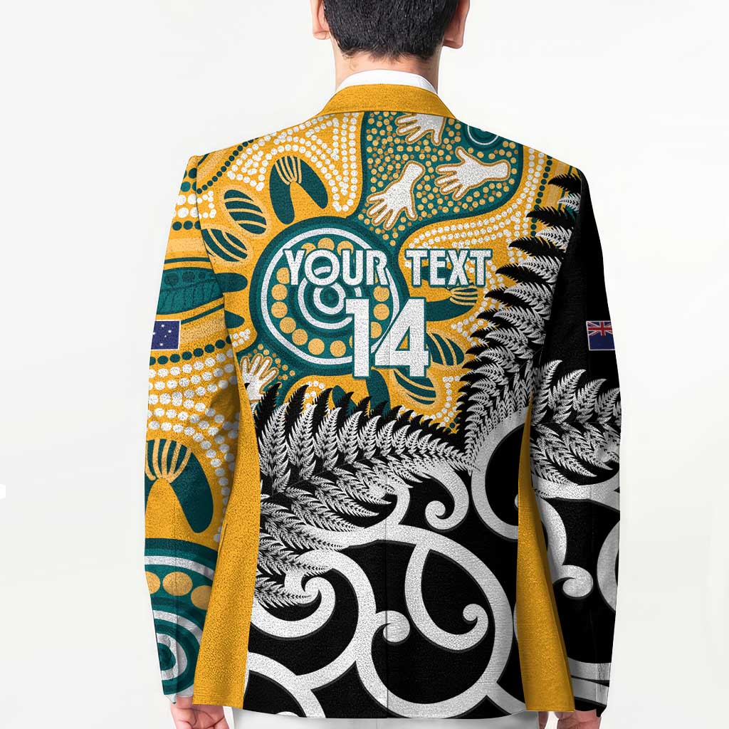 New Zealand Australia Rugby Custom Blazer Wallabies Aboriginal All Black Maori Tiki Together - Polynesian Pride