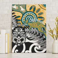 New Zealand Australia Rugby Canvas Wall Art Wallabies Aboriginal All Black Maori Tiki Together - Polynesian Pride