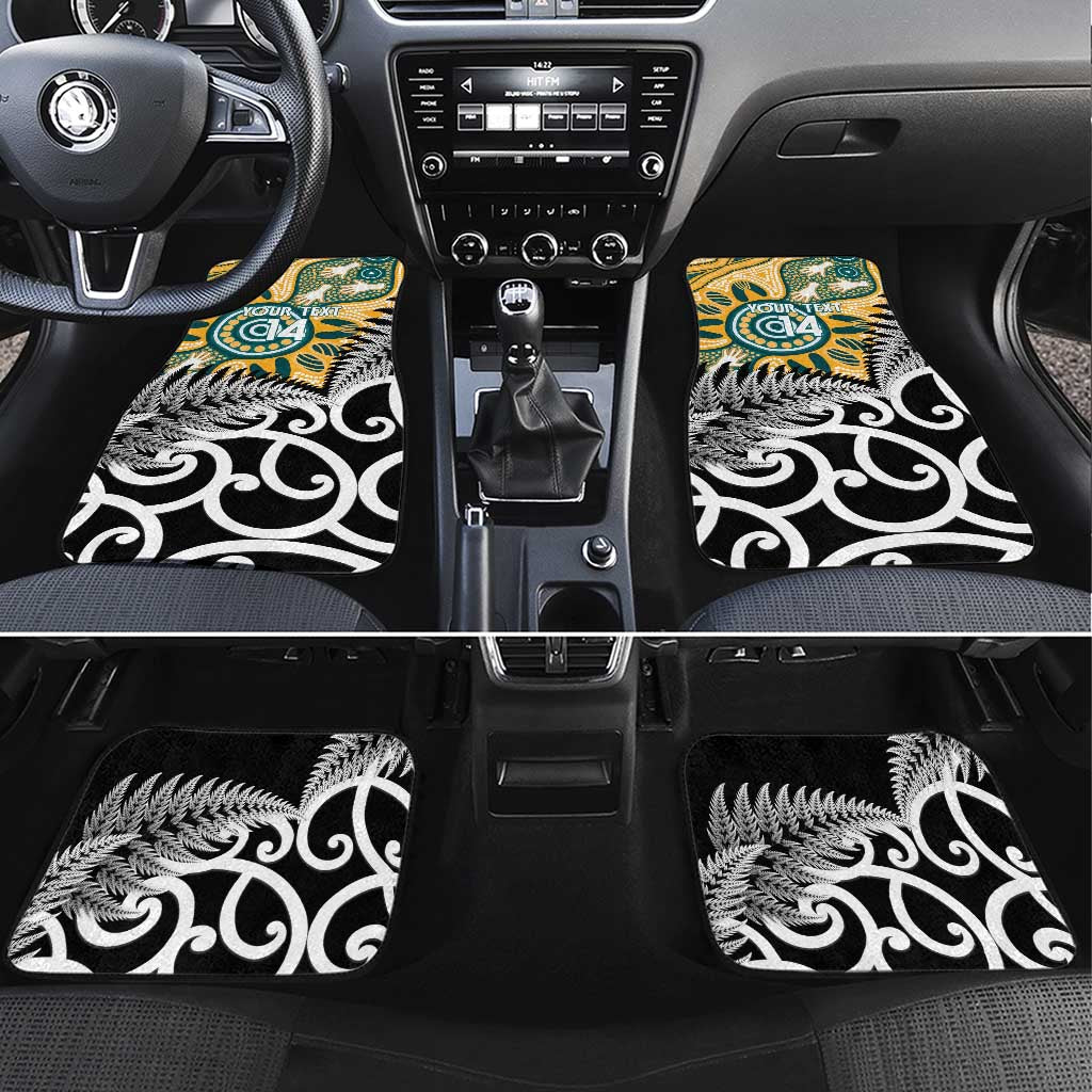 New Zealand Australia Rugby Car Mats Wallabies Aboriginal All Black Maori Tiki Together - Polynesian Pride