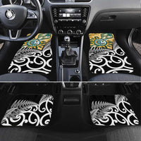 New Zealand Australia Rugby Car Mats Wallabies Aboriginal All Black Maori Tiki Together - Polynesian Pride