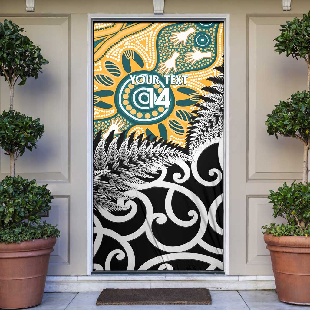 New Zealand Australia Rugby Door Cover Wallabies Aboriginal All Black Maori Tiki Together - Polynesian Pride