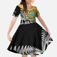 New Zealand Australia Rugby Custom Family Matching Off Shoulder Maxi Dress and Hawaiian Shirt Wallabies Aboriginal All Black Maori Tiki Together - Polynesian Pride